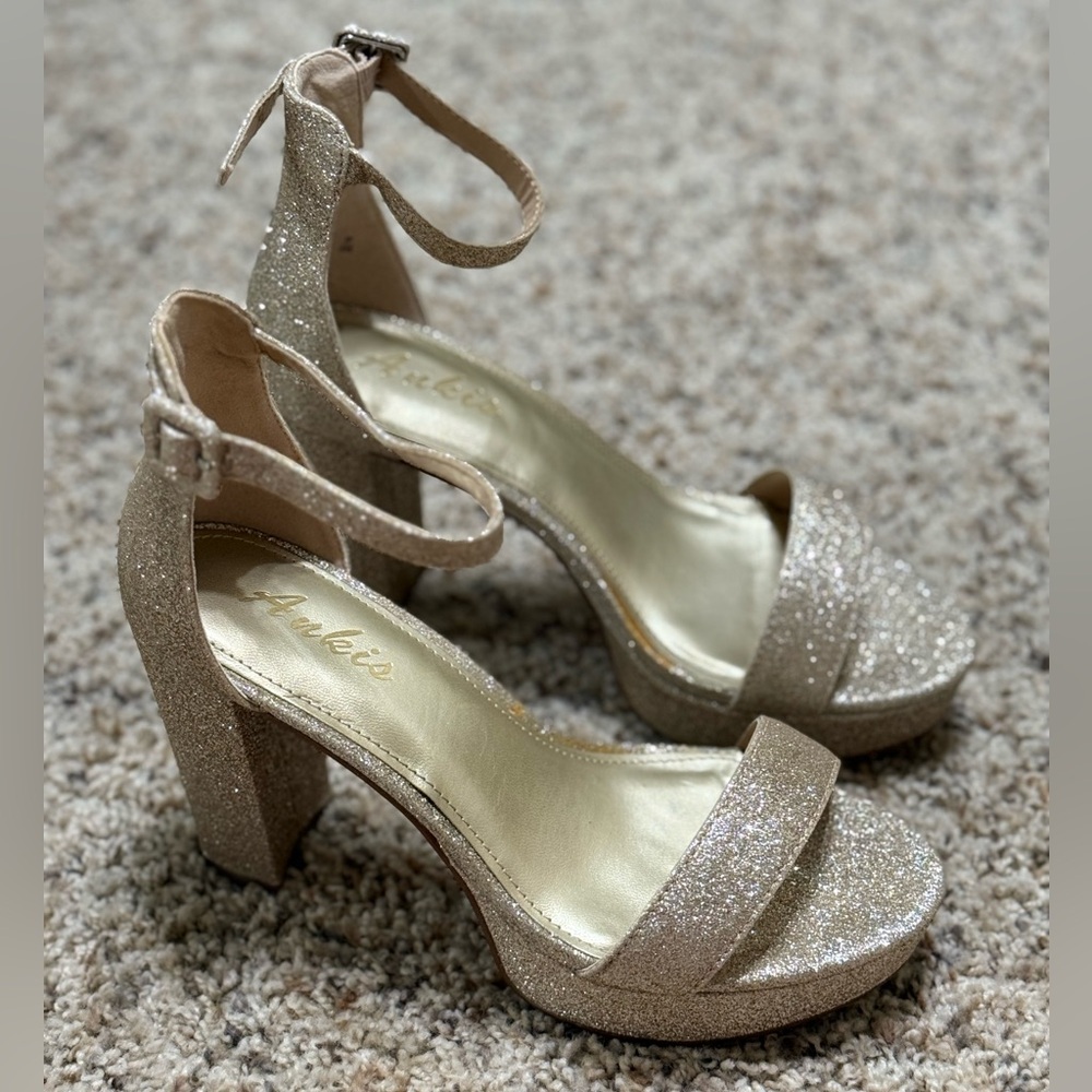 Ankle Strap Glitter Heels